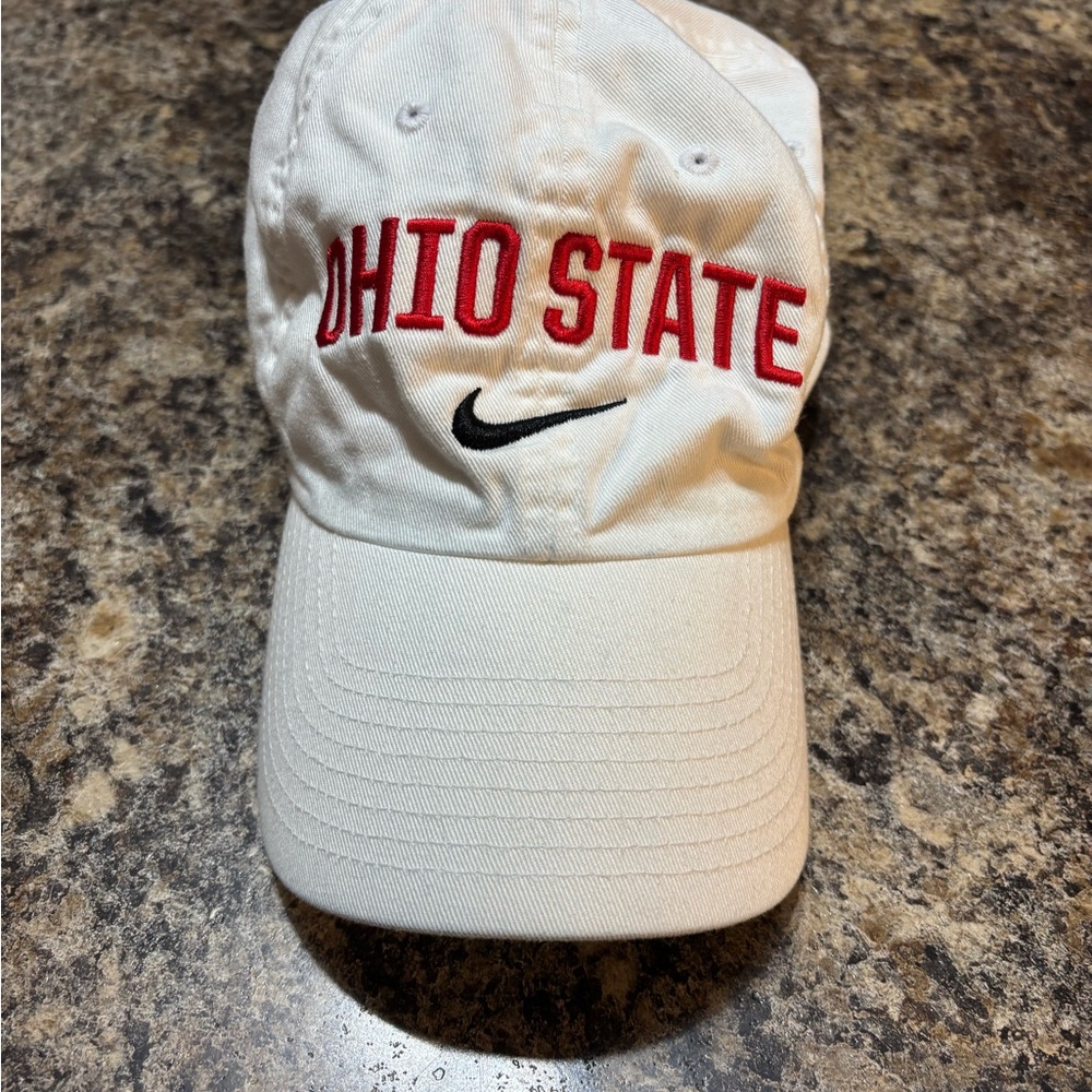 Nike White Ohio State Cap with Red Embroidery